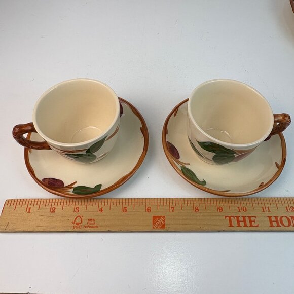 Franciscan Apple Earthenware Hand-Painted Tea Cups & Saucers Set Of 2 England - Picture 6 of 6